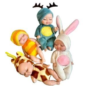 4 Animal & Insect Costumed Mini Reborn Baby Dolls Rebirth Dolls